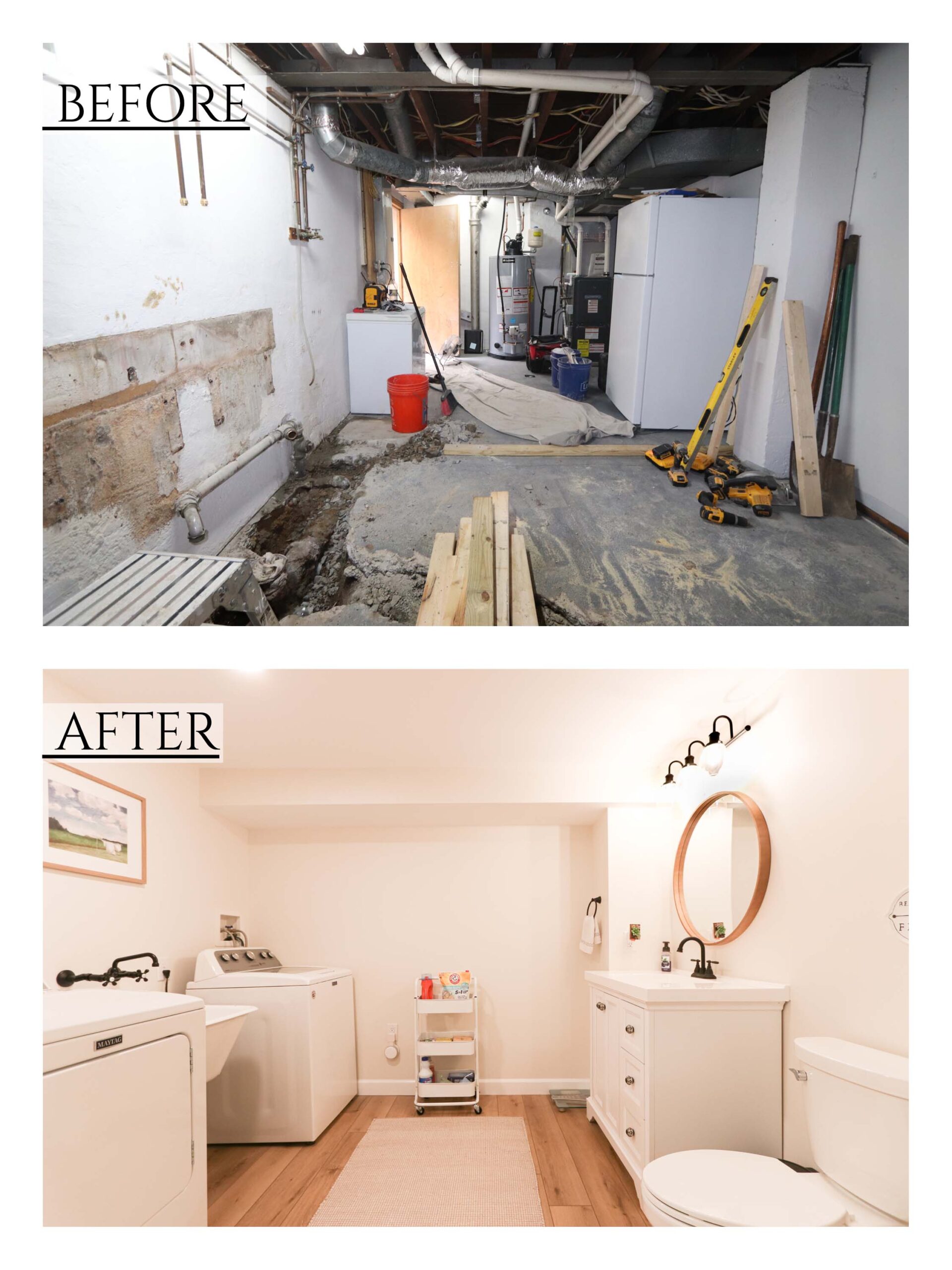 basement remodel before and after 5