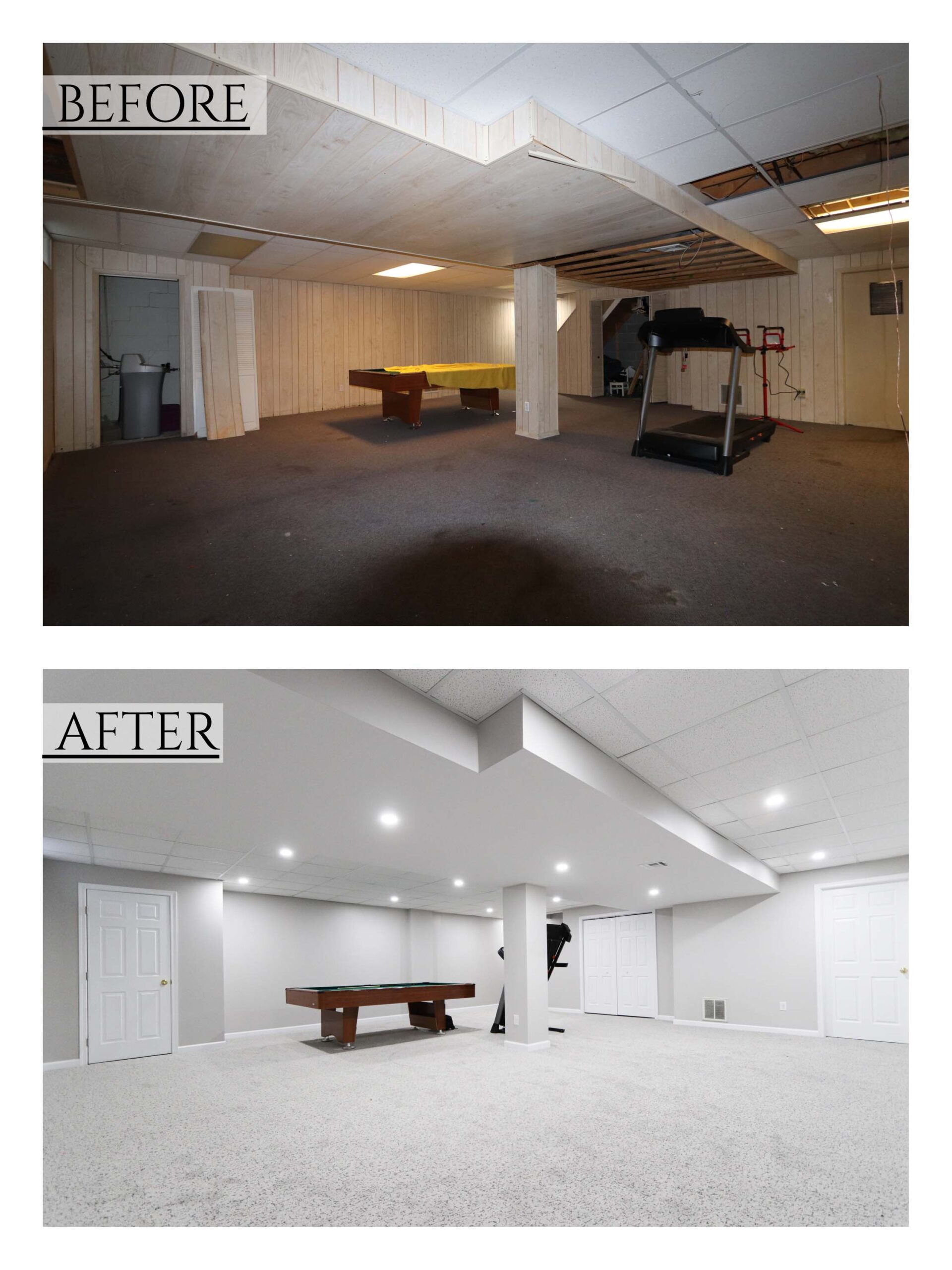 basement remodel before and after 1