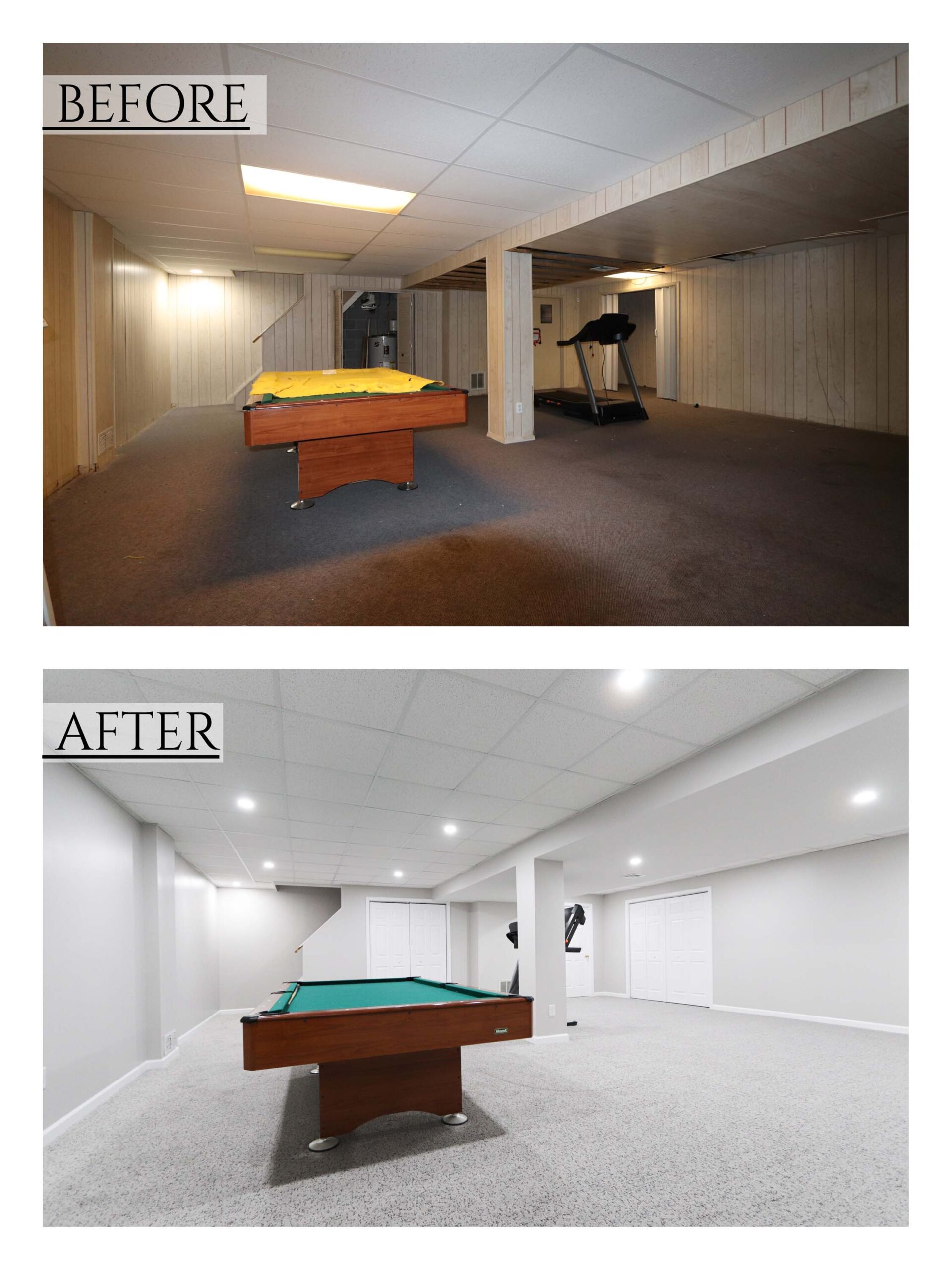 basement remodel before and after 2